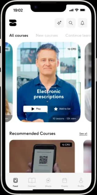 Illustration of a branded lrnrx mobile learning app